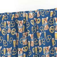 6" cute welsh cardigan corgi celebrating oktoberfest with beer and pretzel adorable painted corgis design corgi lovers will adore this lovely fabric