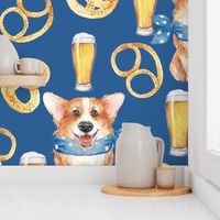 6" cute welsh cardigan corgi celebrating oktoberfest with beer and pretzel adorable painted corgis design corgi lovers will adore this lovely fabric