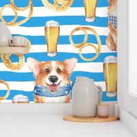 6" cute welsh cardigan corgi celebrating oktoberfest with beer and pretzel adorable painted corgis design corgi lovers will adore this lovely fabric