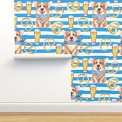 6" cute welsh cardigan corgi celebrating oktoberfest with beer and pretzel adorable painted corgis design corgi lovers will adore this lovely fabric