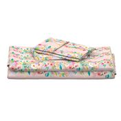 Pastel Garden Spring Floral Stripes/ Lt Peachy Pink (Smaller)