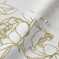 Gold Peonies on white