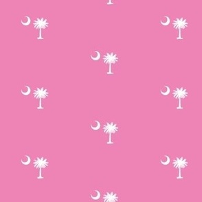 South Carolina Flag, Palmetto Moon, SOUTH CAROLINA, Pink and White