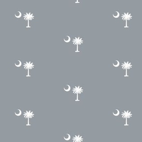 South Carolina Flag, Palmetto Moon, SOUTH CAROLINA Grey and White