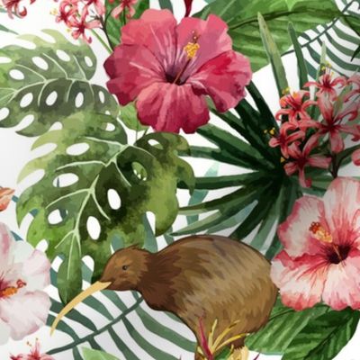 Sunny: Tropical Hibiscus Kiwi Bird 