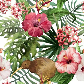 Sunny: Tropical Hibiscus Kiwi Bird 