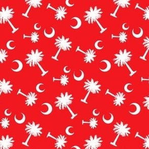 South Carolina Flag, Palmetto Moon, SOUTH CAROLINA Red and White