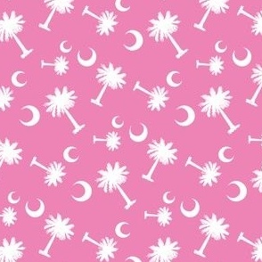 South Carolina Flag, Palmetto Moon, SOUTH CAROLINA Pink and White