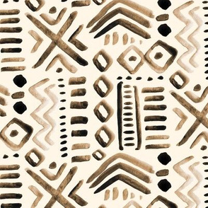 Mudcloth Brown Tan Cream Abstract Tribal  Ethnic Chocolate  Beige _ Miss Chiff Designs 