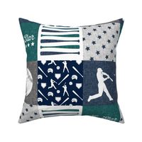 All-Star - baseball patchwork - green C18BS - wholecloth 