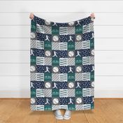 All-Star - baseball patchwork - green C18BS - wholecloth 