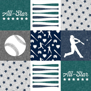 All-Star - baseball patchwork - green C18BS - wholecloth 