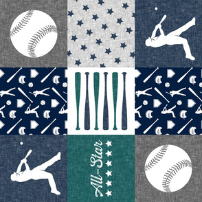 All-Star - baseball patchwork - green C18BS - wholecloth  (90)