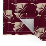 Art Deco Cranes - Burgundy