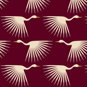 Art Deco Cranes - Burgundy