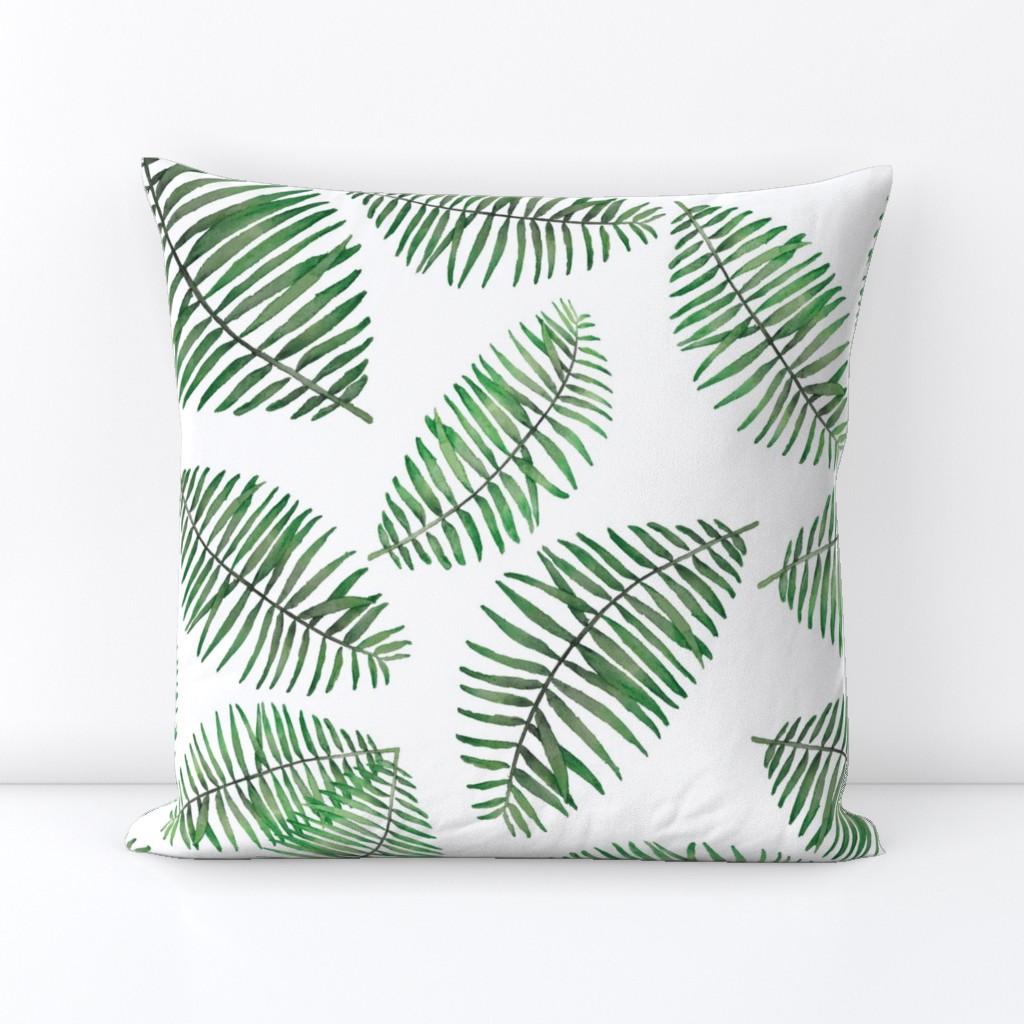 palm leaves random pattern on white