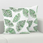 palm leaves random pattern on white