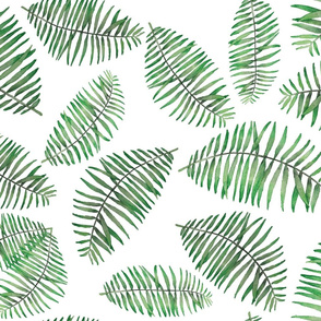 palm leaves random pattern on white