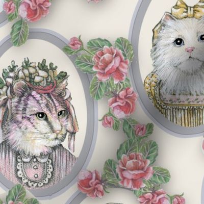 Vintage Victorian Cats with Roses