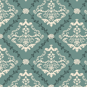 Green damask victorian design