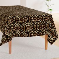 Gold Tan Brown Black  Tribal Ikat 