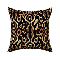 Gold Tan Brown Black  Tribal Ikat 