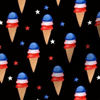 Red, White and Blue Ice Cream // Black