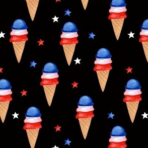 Red, White and Blue Ice Cream // Black