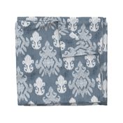 17-11E Jumbo White Ikat on Blue Slate Large Scale Home Decor _ Miss Chiff Designs 