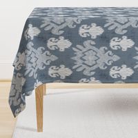 17-11E Jumbo White Ikat on Blue Slate Large Scale Home Decor _ Miss Chiff Designs 