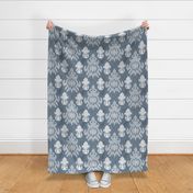 17-11E Jumbo White Ikat on Blue Slate Large Scale Home Decor _ Miss Chiff Designs 