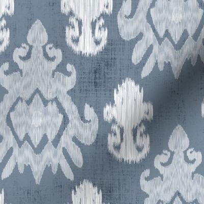 17-11D White Ikat on Blue Slate  Home Decor _ Miss Chiff Designs