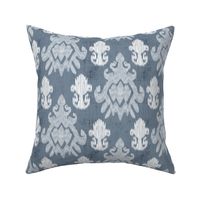 17-11D White Ikat on Blue Slate  Home Decor _ Miss Chiff Designs