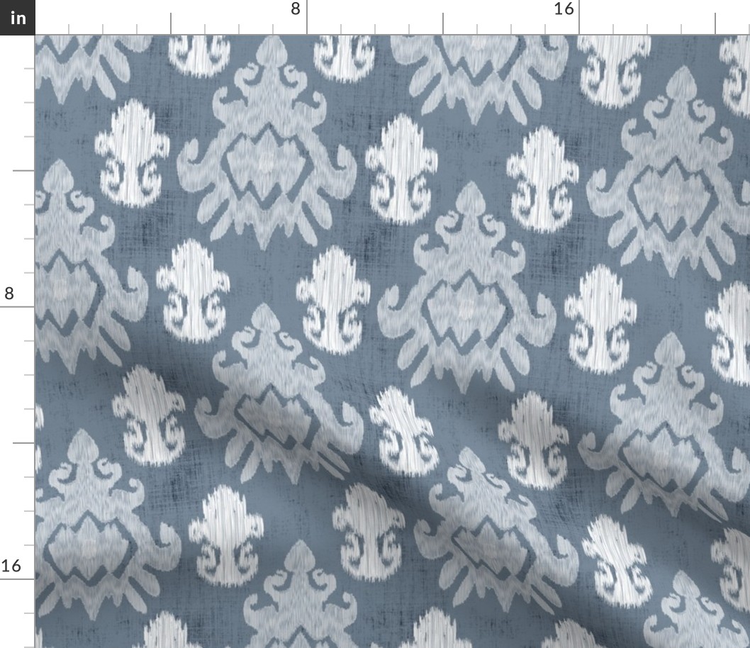 17-11D White Ikat on Blue Slate  Home Decor _ Miss Chiff Designs