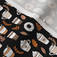 SMALL - pumpkin spice latte fabric coffee and donuts fall autumn traditions mint