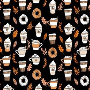 SMALL - pumpkin spice latte fabric coffee and donuts fall autumn traditions mint