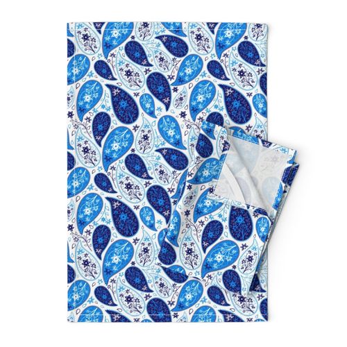 Blue Paisley Bandana on White