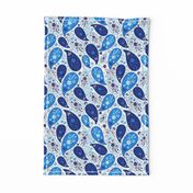 Blue Paisley Bandana on White