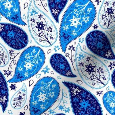 Blue Paisley Bandana on White