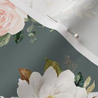 8" Magnolia Watercolor Blooms // Corduroy Olive