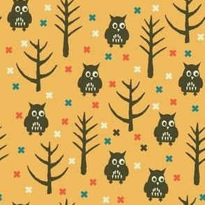 Owl in Orange Forest