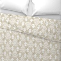 17-11B White Cream Beige Ikat on Oatmeal Tan Brown _ Miss Chiff Designs 