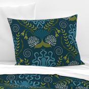 Navy Nautical Damask