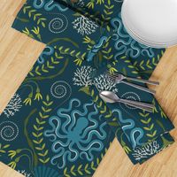 Navy Nautical Damask