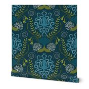 Navy Nautical Damask