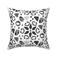 Floral Flower Watercolor Ikat White Grey Black white Large Scale || Tribal Neutral Home Decor Gray _ Miss Chiff Designs