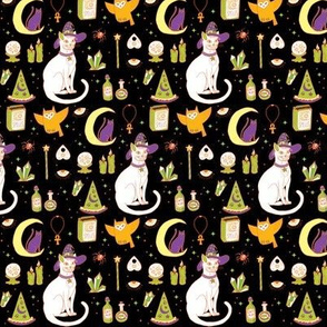 Mystical Cats Halloween in Black and orange