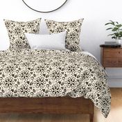 Jumbo Floral Flower Ikat Cream Black Gray _ Miss Chiff Designs 