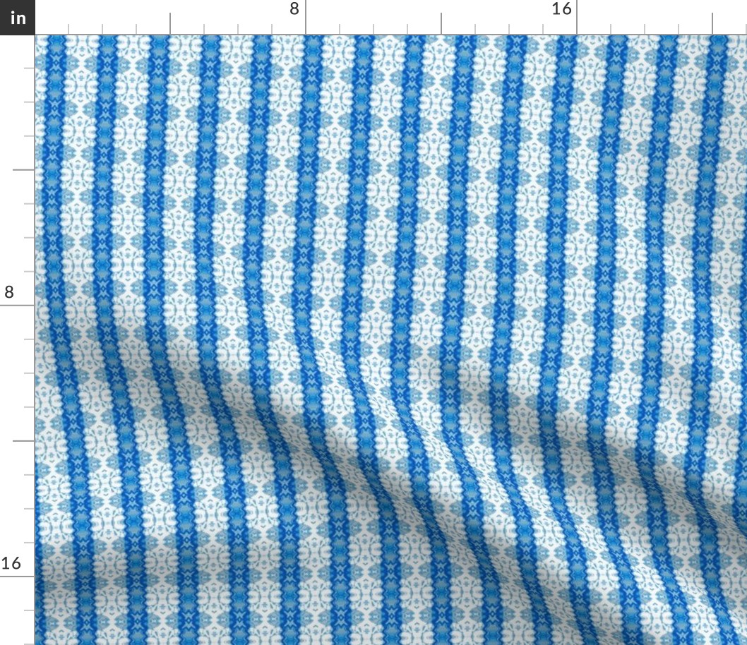 Blue and White Geometric Stripe
