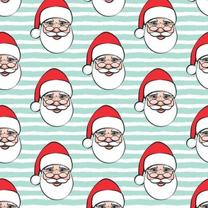 Santa Claus - aqua stripes - Christmas